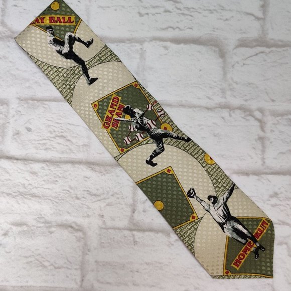 Vintage RM Style Necktie Ralph Marlin Grand Slam Home Run Baseball Novelty Tie - Picture 2 of 6